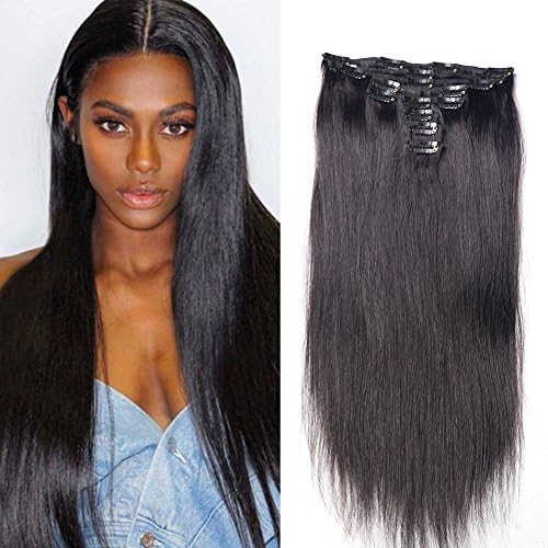 Clip in Hair Extensions Cheap Straight Full Head Hair Extension Natural 100% Human Hair Styles For 9pcs 130g (Dark Brown)