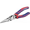 WORKPRO Premium 8” Needle Nose Pliers, Paper Clamp Precision, Heavy-Duty CRV Steel, Large Soft Grip with Wire Cutter, Long No