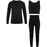 JiAmy Girls Yoga Leggings Girls Athletic Leggings Training Bras Set Kids Gym Crop Tank Top Activewear Set for 5-12 Years