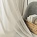 jinchan Sheer Curtains for Living Room, Beige Solid Voile Airy Curtains 63 Inch Length for Bedroom, Classic Semi Sheer Light Filtering Drapes, Rod Pocket Window Treatments, 2 Panels Nature