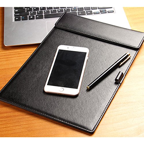 Clipboard , Conference Pad, Padfolio Clipboard Folder,Ultra-SmoothOffice Business ClipBoard PU Leather Writing Pad A4 File Organizer Clip Folder Magnetic Conference Pad Holder with Pen Holder Loop