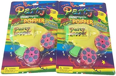 TOYOPA 6-Shot Party Popper Gun with 2 Refill Cartridges (2 pack)