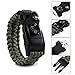 Camping Paracord Survival Bracelet Kit 500 LB - Outdoor Hiking Travelling Hunting Gear - 12-in-1 Emergency Tactical Parachute Rope Bracelet - Compass, Thermometer, Whistle, Knife, Fire Starter - Army