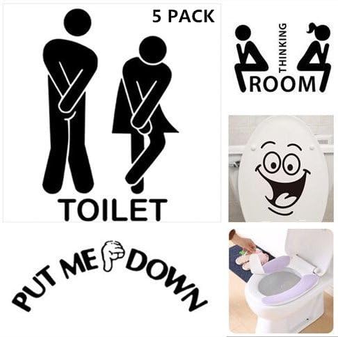 5 Pack Bathroom Washroom Toilet Seat Cushion WC Wall Stickers Funny For Door Girls Boys Kids Waterproof Removable Home Decoration Art