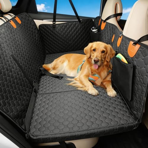 Pawccoli Back Seat Extender for Dogs, Waterproof Dog Car Seat Cover for Back Seat with Hard Bottom, Upgraded Material, Anti Scratch, Easy to Use and Clean, Holds 420lbs