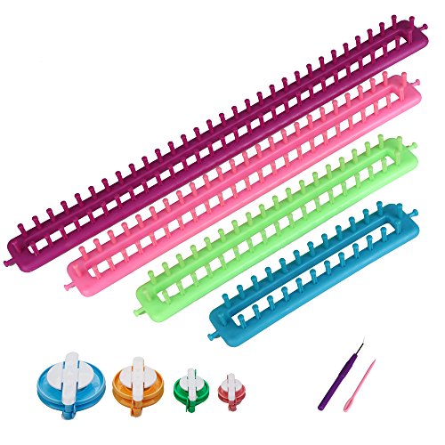 Readaeer Long Knitting Looms Set Craft Kit Tool with Hook Needle and Pompom Maker