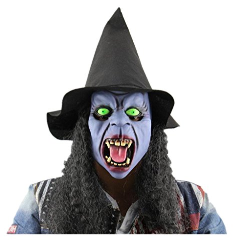 Gloous Fang Hat Witch Mask Fad Scared Halloween Headgear Festival Dance Party With Hair