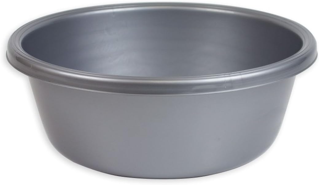 Silver Plastic Reusable 32cm Circular Round Cleaning Washing Up Bowl Basin