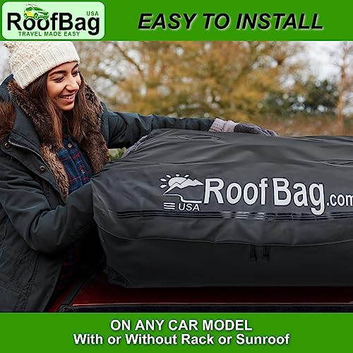 RoofBag Car Rooftop Cargo Carrier 13 Cubic, Waterproof Roof Bag Top Luggage Storage Carriers for