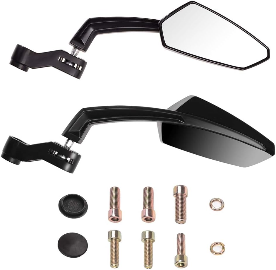 Evermotor Universal Motorcycle Mirrors with M8 M10 Clockwise and Counter Clockwise Threaded Bolts ATV Moped Scooter Cruiser Roller