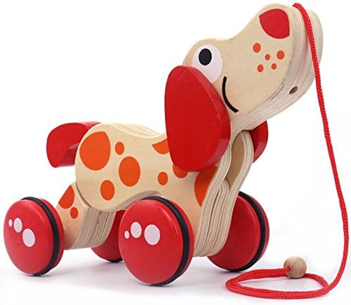 Aomeiter-Walk-A-Long Dog Wooden Pull Toy Wooden Toy Car Children Toddler Toys