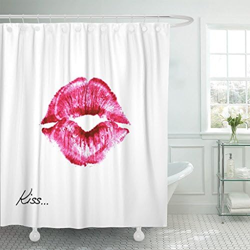 MAYTEC Shower Curtain Red Lip Realistic Lipstick Kiss in 6 Colors No Effects Blends Gradients Pink Sexy Sex Waterproof Polyester Fabric 78 x 72 inches Set with Hooks