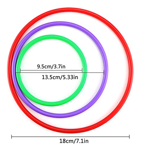 Faxco 24 Pcs Plastic Toss Rings Set(3 Sizes),Multicolor Ring Toss Game Set for Indoor Outdoor Speed and Agility Practice Training Games
