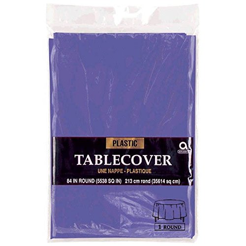 Amscan New Purple Round Plastic Table Cover | Party Tableware