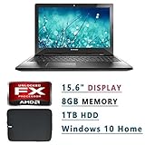 Lenovo Z50 15.6 inch HD Flagship High Performance Laptop PC | AMD FX-7500 Quad-Core | AMD Radeon R7 | 2.10 GHz | 8GB RAM | 1TB HDD | DVD RW | Bluetooth| WIFI | Windows 10 | Woov Laptop Sleeve