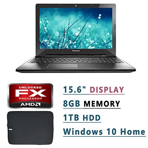 Lenovo Z50 15.6 inch HD Flagship High Performance Laptop PC | AMD FX-7500 Quad-Core | AMD Radeon R7 | 2.10 GHz | 8GB RAM | 1TB HDD | DVD RW | Bluetooth| WIFI | Windows 10 | Woov Laptop Sleeve