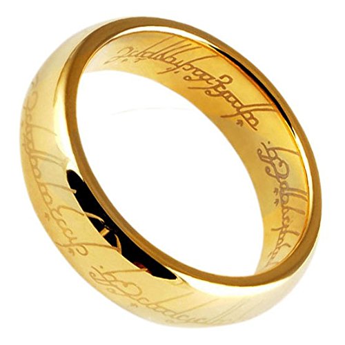 King Will Lord Of The Rings Style Tungsten Carbide Gold Ring Lord Laser Etched Band Ring