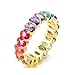 NYC Sterling Women's .925 Silver Oval Shaped Rainbow Cubic Zirconia Eternity Ring