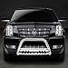Auto Dynasty 3 Inches Chrome Front Bumper Grill Brush Push Guard Bull Bar w/Removable Skid Plate Compatible with Chevy Avalanche Suburban Tahoe GMC Yukon 2007-2013