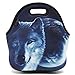 ICOLOR Cool Wolf Boys Insulated Neoprene Lunch Bag Tote Handbag lunchbox Food Container Gourmet Tote Cooler warm Pouch For School work Office