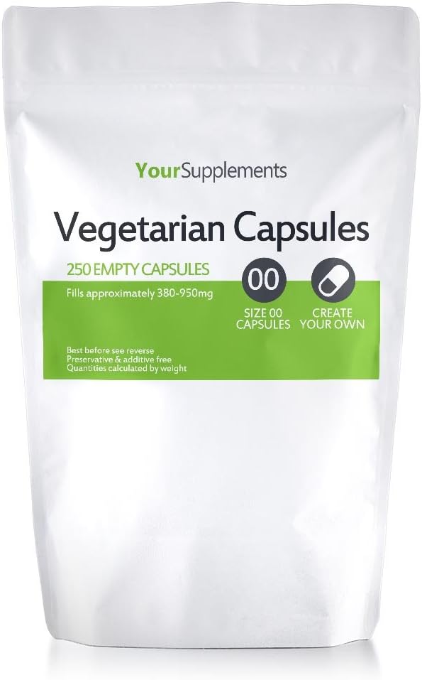 Your Supplements - Size 00 Empty Vegetarian Capsules (250 Pack), 250 count (Pack of 1)