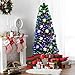 Goplus 6ft Fiber Optic Artificial Christmas Tree, Pre-Lit Xmas Tree with Colorful Snowflake LED Lights, 220 Branch Tips, Foldable Metal Base, for Holiday, Office, Home Decor