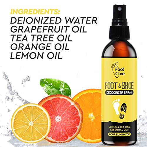 All Natural Tea Tree Oil & Citrus Shoe Deodorizer| Shoe Spray Eliminates Odor Causing Germs Leaving You Fresh| Shoe Spray Deodorizer Made in USA| Foot Spray for All Shoe Types| Foot Deodorant Spray