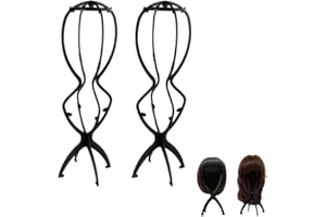 Guoguiming 2 Pcs Adjustable Wig Stands, 13.7-19.7 Inch Tall Wig Stands, Portable Folding Wig Head Stand, Trave Wig Display St
