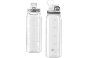 Teentumn 30oz Sport Water Bottle with Time Markers, Large Durable Gym Plastic Bottle Tritan BPA Free for Fitness, School, Out