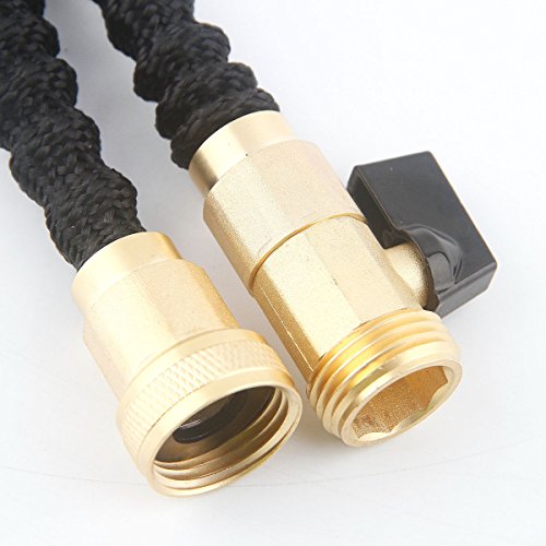 Garden Hose Expandable Water Hose - Improved New Design High Pressure Expanding 50 FT with 8 Spray Pattern Metal Nozzle Brass Connectors Double Latex Core, Heavy Duty for Wash Car Bike by Peatop