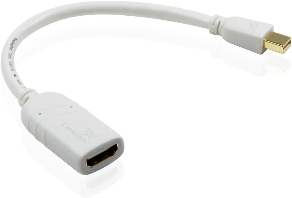 Cablesson Mini Display Port to HDMI Converter Video Cable Male to Female - 3D with Audio - Thunderbolt Mini DP to HDMI Adapter for iMac, MacBook Pro, MacBook Air, Mac Mini, Microsoft Surface pro