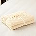 Longhui bedding Cream Cotton Cable Knit Throw Blanket for Couch Chairs Beach Sofa, Home Decorative Lightweight Blanket, Beige 50 x 60 inch with a Washing Bag Silk Bow Tie Package