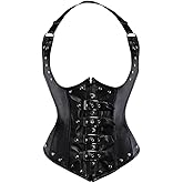 Sapubonva Leather Corset Underbust Bustiers Steampunk Gothic Womens pirate