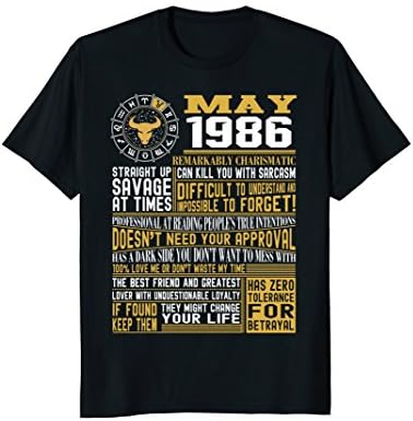 Best Born in May 1986 Facts Shirts for Mens, Womens