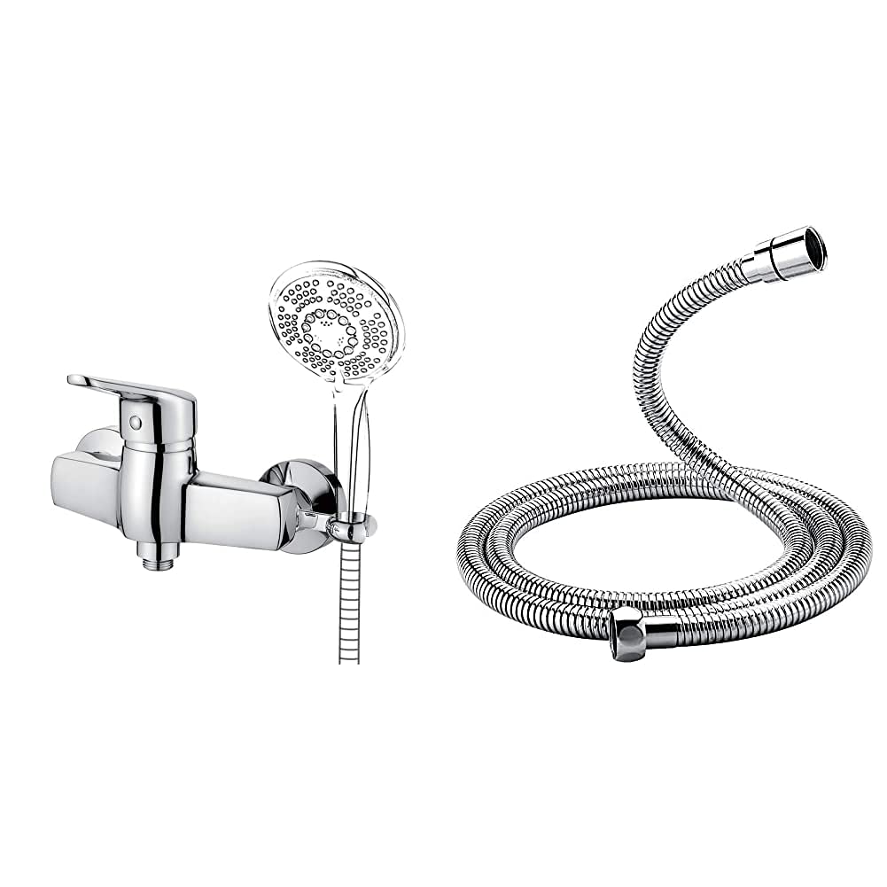 Ibergrif-ROMA-Grifo-de-Ducha-con-Soporte-Alcachofa-Mezclador-de-Ducha-Cromo-GRIFEMA-G851-18-Manguera-Ducha-18-m