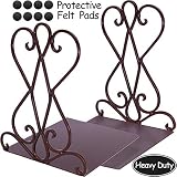 Anwenk Vintage Bookends Book Ends Bronze Heavy Duty Book Holders Long Base Luxury Art Retro Antique Style Holiday Gift, w/Felt Pads to Protect Bookshelf Bookcase, Bronze