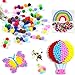 Acerich 1400 Pieces Assorted Pom Poms, Including 1100 Pcs Multicolor Pom Pom Balls Art Crafts, 4 Sizes Wiggle Googly Eyes, 200 Pcs Glitter Pompoms for DIY Creative Decorations (1400 Pcs(Multicolor1))