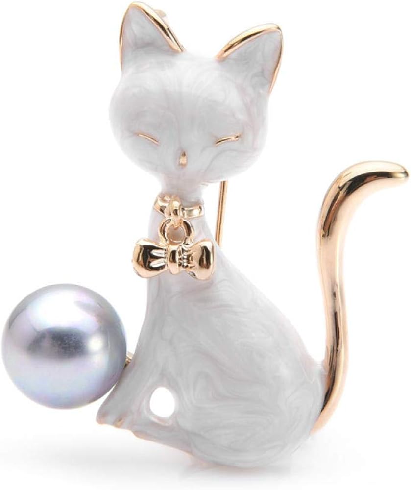 Zlxuefl Broches Et Pinsbroches Et Pins Strassbroches De Chat Noir Blanc Femmes Alliage Broches Email Animaux Broche Broches Et Pins Bijoux