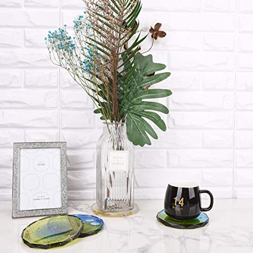 ZeMooon 4 Pack Coaster Molds for Resin Casting, Diamond Edge Round Mold, Epoxy Resin Silicone Large Tray Mold