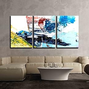 3 Piece Canvas Wall Art - Oil Painting Color Texture on Paper - Modern Home Art Stretched and Framed Ready to Hang - 16"x24"x3 Panels