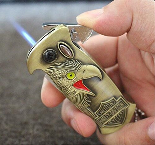 Feng Fang Windproof Lighter Inflatable re-use Cigar Cigarette Lighter Folding Knives (Copper Color)