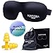 Sleep Mask by Sonvera With Silicone Ear Plugs, Breathable 3D Contoured Eye Mask, Comfort Sleeping Night Masks, Best Eye Cover, Blindfold, Beauty Travel Blackout Eye Masks for Women & Men Black