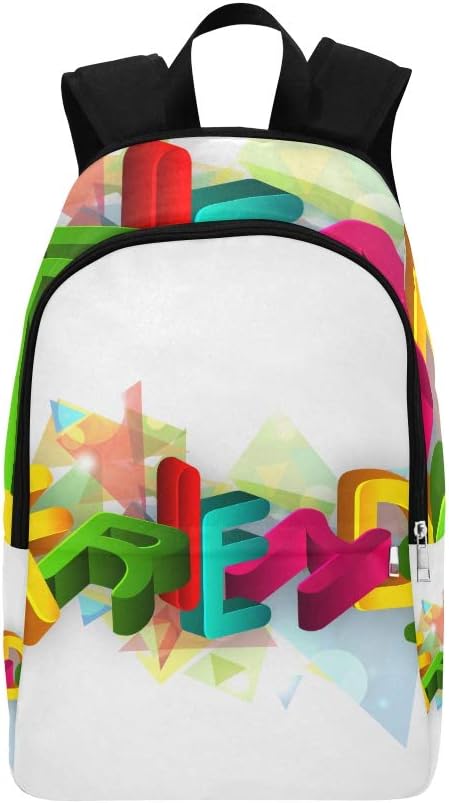 Happy Friendship Day Concept with Colorful Text On Casual Daypack Travel Bag College School Backpack for Mens and Women