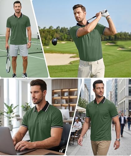 ZITY Men's Polo Short Sleeve Polo Golf Breathable Summer Sports T-shirts with Pocket