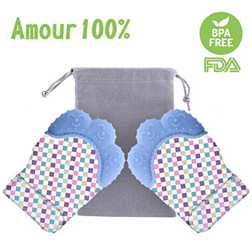 image for Teething Mitten, Hmane 1 Pair /2pcs Baby Self-soothing Teether Gum Pai
