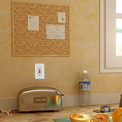 ELECTECK 20A WR GFCI Outlet, TR GFI Receptacle with LED Indicator, Weather and Tamper Resistant, Decorator Wall Plate Included, Residential and Commercial, ETL Certified, White - Thumbnail 4