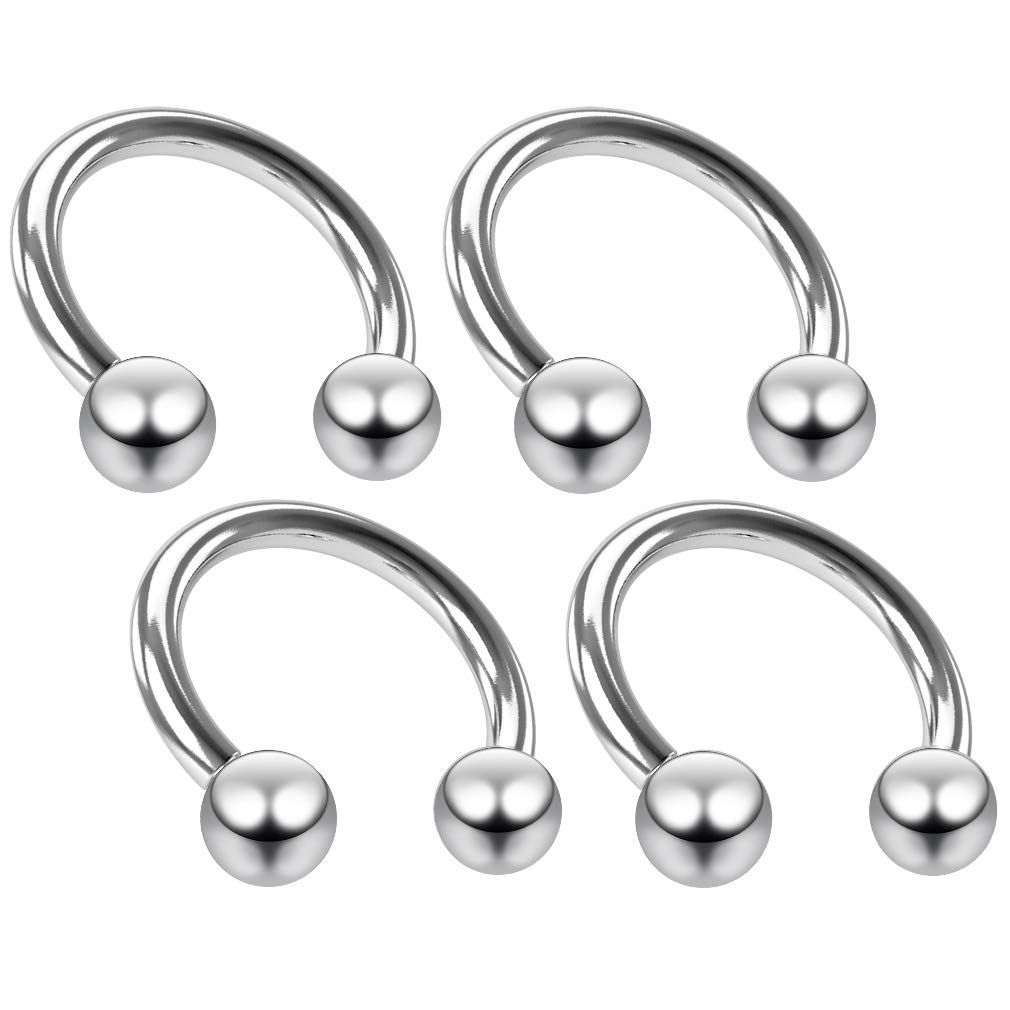4pc 14g 1.6mm Horseshoe Bar Earrings Circular Barbell Ring 8mm Cartilage Bar Tragus Septum Bar Surgical Steel