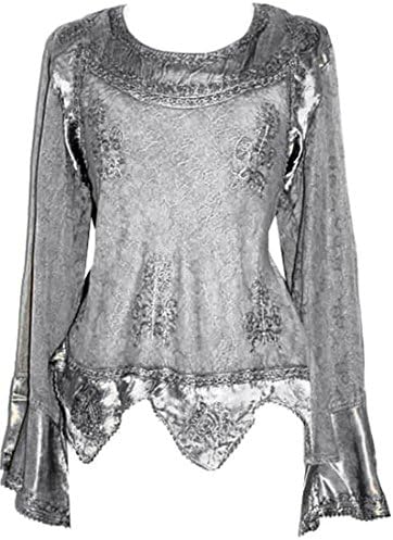 106 B Gypsy Renaissance Victorian Gothic Top Blouse (3X, Silver)