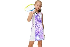 AOBUTE Girls Tennis Outfit 2 Piece Set Sportswear Tank Dress and Shorts 4-12Y