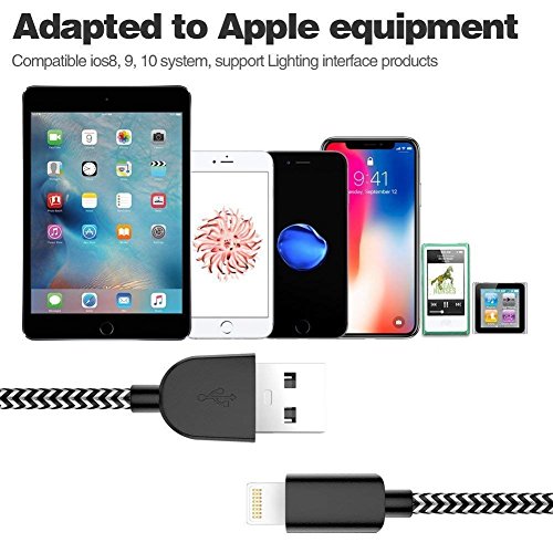 image for TNSO Phone Cable 5 Pack [3/3/6/6/10FT] Extra Long Nylon Braided USB Ch